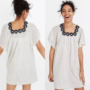 Madewell Embroidered Butterfly Dress in Stripe tunic dress - Picture 1 of 8