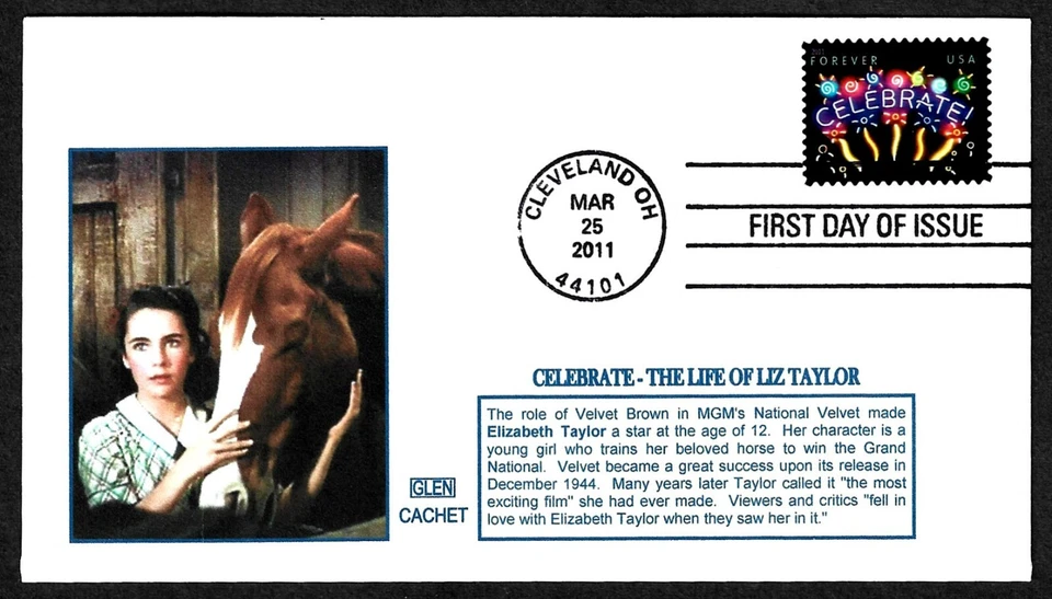 USA, SCOTT # 4502, GLEN FDC COVER - ELIZABETH TAYLOR, CELEBRATE THE LIFE 2011 - Image 1 of 1