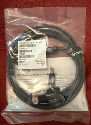 Kensington Laptop Computer MicroSaver Security Cable W/lock +Key #K65042M   NEW - Image 1 of 4