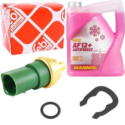 FEBI KÜHLMITTELSENSOR 4 POLIG GRÜN VAG + 5L MANNOL KÜHLMITTEL ROT AF12+ -40°C - Bild 1 von 4