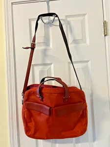 Tumi Slim Briefcase, leather trim, orange, GUC - Picture 1 of 11