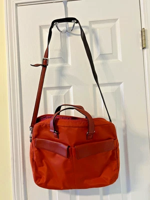 Tumi Slim Briefcase, leather trim, orange, GUC - Image 1 of 4