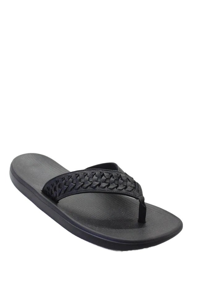 Nike Men's Braided T-Straps Leather Upper Rubber Sole Flip Flop Black Size 14 - Image 1 of 4