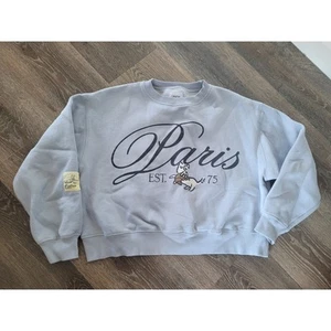 Zara Paris Girls Powder Blue Sweatshirt size 13-14 Crewneck #7 - Picture 1 of 4