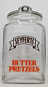 VINTAGE SEYFERTS ORIGINAL BUTTER PRETZELS LARGE GLASS JAR CANISTER WITH LID 13" - Picture 1 of 9