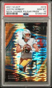 Pulsar Panini Select Justin Herbert 2021 naranja neón/7 #319 PSA 10 - Imagen 1 de 2