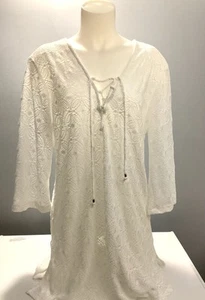 Damen Porto Cruz weiß Badeanzug Cover Up Langarm vorne zum Binden moderner Stil - Bild 1 von 19