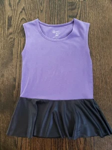 GIRLS FLOWERS BY ZOE PURPLE SLEEVELESS TANK TOP FAUX BLACK LEATHER PEPLUM S 7/8 - Picture 1 of 7