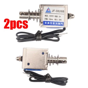 2Pcs 12V/2A Reset 10mm 20N Push Pull Type Open Frame Solenoid Electromagnet USA - Picture 1 of 12