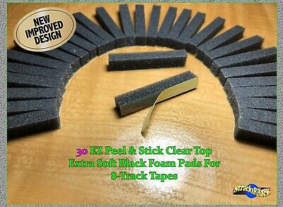 30 EZ Peel & Stick Clear Top Extra Soft BLACK Foam Pads For 8-track Tape  • 16.73$
