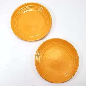 VTG Set 2 Bauer Pottery Los Angeles Ringware Dinner Plate 9.25" Papaya Yellow - Picture 1 of 5