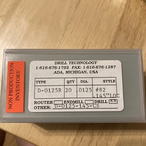 Lot 5x Drill Technology Carbide Micro Drill D-0125R .0125 DIA #82 .145” LOC - Picture 1 of 11