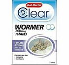 BOB MARTIN CLEAR ONE DOSE WORMING TABLET CATS KITTENS WORMER TREATMENT 2 TABLETS