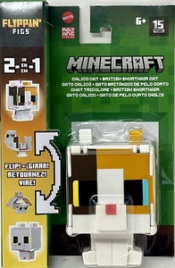 Minecraft Flippin' Figs 2 in 1 - Calico Cat and British Shorthair Cat - Picture 1 of 2