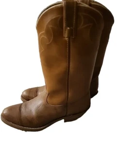 Vintage Bostonian Leather Cowboy Boots 7.5 Tan Cowgirl Boho Horse - Picture 1 of 6