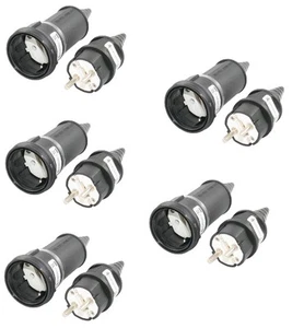 91483 5 Paar Schuko Stecker und Kupplung 16A 250V Schutzkontakt IP44 - Bild 1 von 1