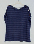 89th & Madison Women's Knit Top Size 2X Short Sleeve Blue Striped Round Neck