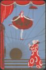 Playing Cards Single Card Old Vintage CIRCUS PERFORMING TIGHTROPE GIRL + CLOWN B