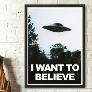X-Files I WANT TO BELIEVE Poster Print on Canvas Unframed 21cm x 30cm Free Post - Bild 1 von 5