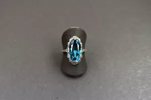 antiker Damenring Silber 925, blauer Stein, Ringgröße 60/19mm. Art Deco um 1930. - Bild 1 von 4