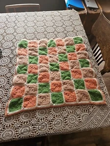 Stunning Baby Blanket Throw Cover Hand Knitted Soft Multicoloured 60 X 60cm - Picture 1 of 5