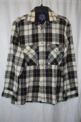 Camisa de franela para exteriores Claybrooke talla M con botones manga larga bolsillos negra a cuadros Foto 1 de 3