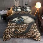 Siamese Cat On Leopard Skin Background Quilt Duvet Cover Set Double