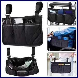 Wheelchair Walker Side Pouch Storage Bag Armrest Pocket Organizer Holder Pouch - Picture 1 of 12