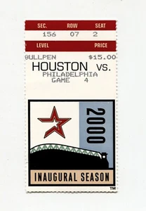 Boleto Boleto Houston Astros Temporada Inaugural 2000 Enron Field Juego 4 Filis - Imagen 1 de 2