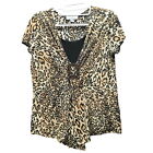 Dressbarn Womens Top Leopard Size Medium Polyester/Spandex Blend Stretch Pullove