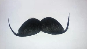 Black Handlebar Barber Schnappy English Gentleman Moustache Costume Accessory - Picture 1 of 2