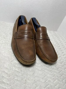 Massimo Dutti Men’s Brown Leather Penny Loafers Driving Shoes Size EU 41 US 8. - Picture 1 of 12