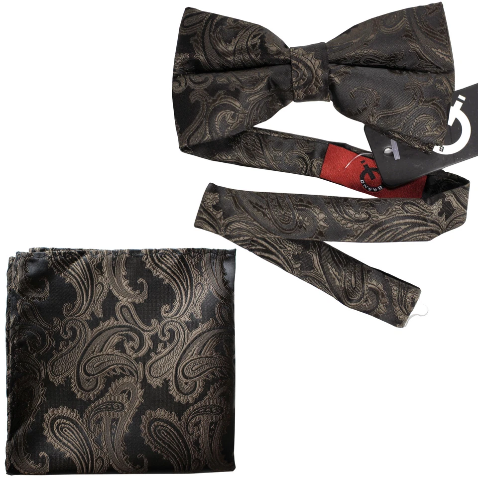 NUEVO PARA HOMBRES Pajarita Pajarita y Bolsillo Cuadrado Pañuelo Conjunto Boda Fiesta Baile de graduación Formal Foto 1 de 1