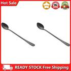Stainless Steel Long Handle Ice Spoon Coffee Tea Spoons Tableware (Black)