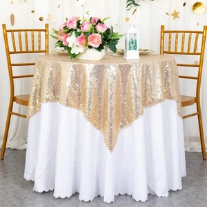 48x48-Inch Square-Sequin Tablecloth-Light Gold, Sequin Table Cloth/Overlay/Co... - Picture 1 of 6