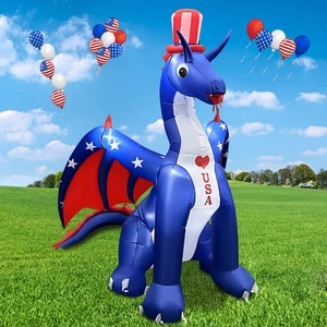 8 FT Independence Day Inflatable Dragon with America Style Decorations Patrio... - Picture 1 of 6