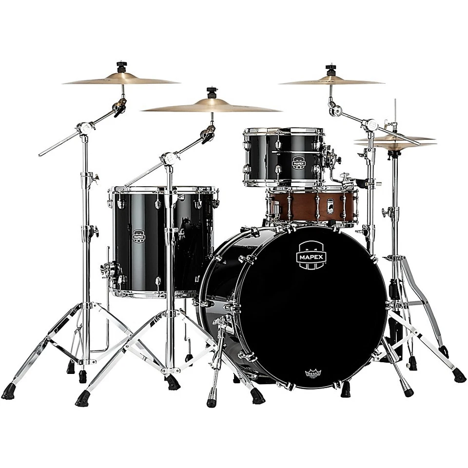Mapex Saturn Evolution Hybrid Organic Rock 3pc Shell Pack Piano Black Lacquer