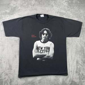 Vintage John Lennon Shirt Men Large Black Beatles New York USA Single Stitch 90s - Picture 1 of 11