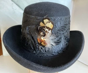Damenhut Vintage Schwarz Trachtenoptik , Oktoberfest , Federschmuck , KW 53,5 cm - Bild 1 von 10