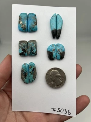 Pair of Turquoise Cabochons to make several Pairs of Earrings Gm19. Ct94. #5036 - Image 1 of 3