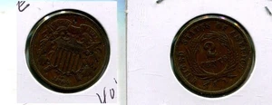 1864 TWO CENT PIECE TYPE COIN XF SMALL HOLE 4046T - Picture 1 of 1