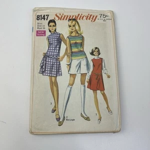Abito taglia 14 b36 TAGLIO vintage anni 60 modello 8147 tuta pantdress skort senza maniche - Foto 1 di 2