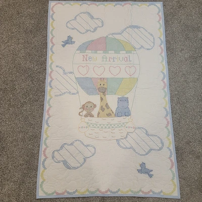 Colcha feita à mão dois lados cobertor de chá de bebê unissex 51 x 32 berço pássaros safári - Imagem 1 de 4