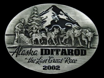 TE11168 *NOS* 2002 **ALASKA IDITAROD** HEBILLA DE CINTURÓN CONMEMORATIVA DEPORTIVA Foto 1 de 3