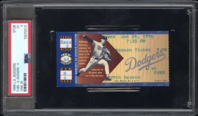 Boleto Kobe Bryant redactado por los Lakers 26 de junio de 1996 Dodgers/Cubs🎟️Pop 1 PSA 5 Foto 1 de 4