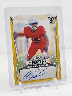 Quindell Johnson 2023 LEAF DRAFT ROOKIES YELLOW AUTO RC CHICAGO - Image 1 of 4