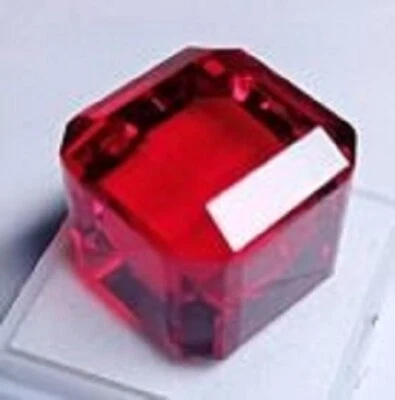 CERTIFIED 65 Ct Cube Box Shape Excellent Lab-Created Ruby Red Loose Gemstone - Image 1 of 4