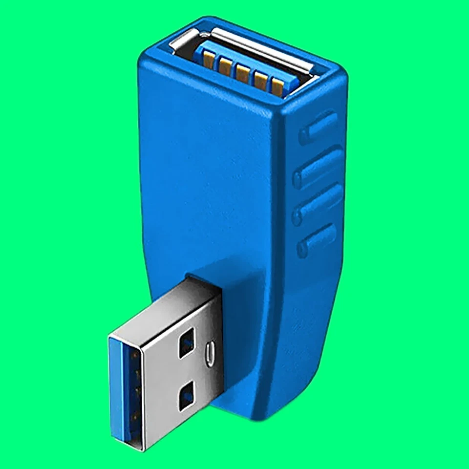 USB 3.0 Right Angle Adapter USB Type-A Male to Female 90 Degree Port Converter - Image 1 of 1