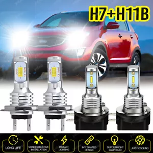 For Kia Sportage 2011-2016 Kit H7 H11B LED Headlight High Low Beam Combo Bulbs - Picture 1 of 14