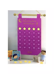 Ramadan Mubarak Calendar Countdown Pink Felt Stars Reward Fasting Decorations - Picture 1 of 9
